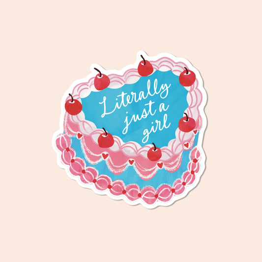 Literally just a girl cake Vinyl Sticker