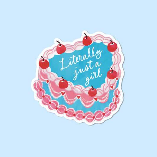 Literally just a girl cake Vinyl Sticker